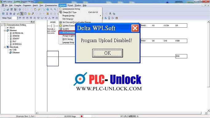 Delta PLC Upload Disable